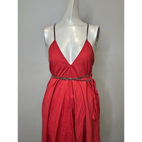 BRUNELLO CUCINELLI Poplin Maxi Dress With Monili Strap Detail In Red XS $4295 - Picture 6 of 13